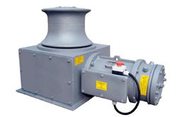 An electric capstan winch which can be operated by foot pedal, by joystick or remotely An electric capstan winch which can be operated by foot pedal, by joystick or remotely