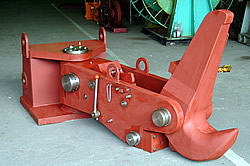 A quick release mooring hook – painted and ready for shipping A quick release mooring hook – painted and ready for shipping
